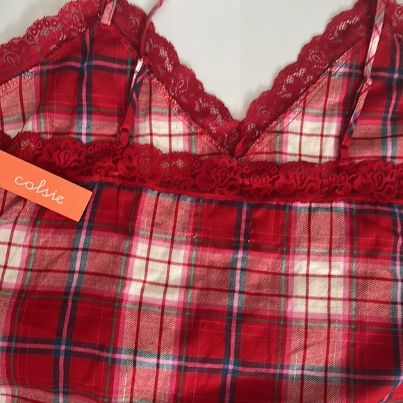 NWT Red Lace Trim Woven Pajama Tank Top Colsie- Large - Picture 8 of 8